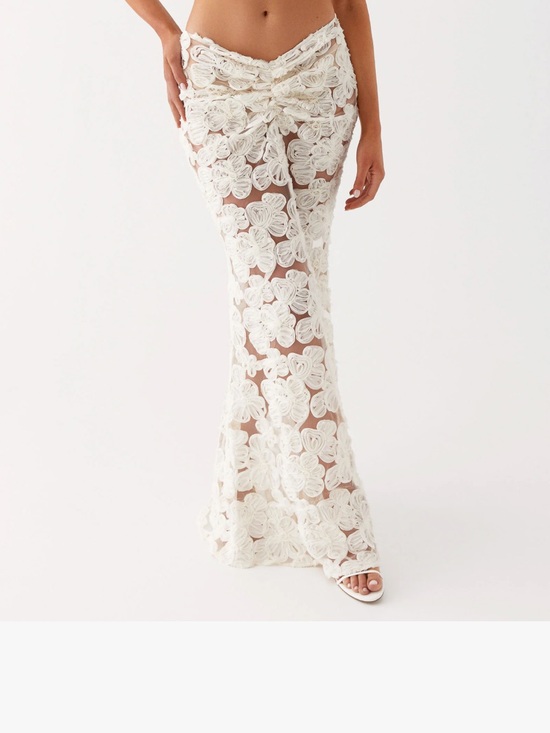Peppermayo Dresses & Skirts - Peppermayo Cream Crochet Floral Maxi Sarong Skirt